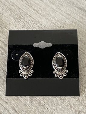 Sterling Silver Smoky Quartz Champagne Diamond Stud Earrings